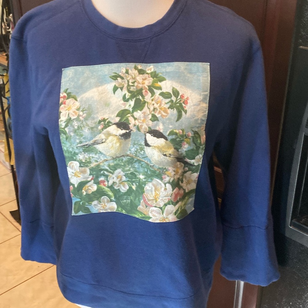 Vintage Joe Boxer Blue Sweatshirt with Chickadees
